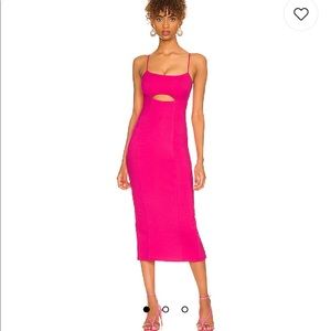 h:ours Enzo Midi Dress in Hot Pink